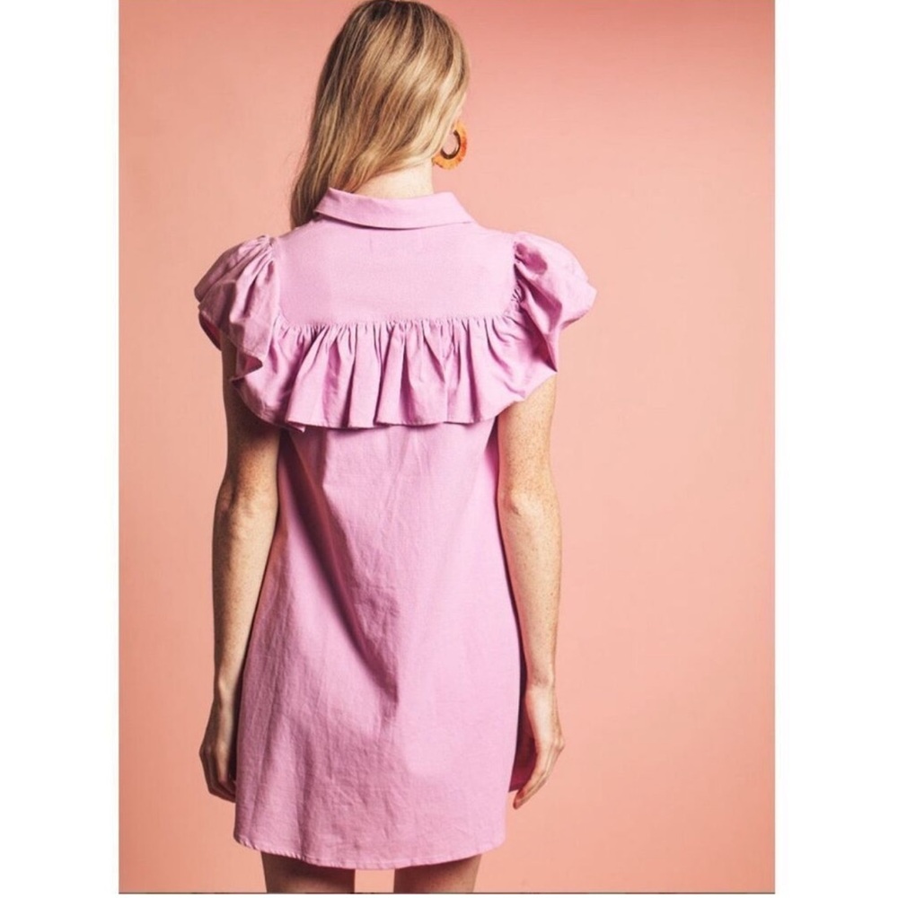 The Shirt By Rochelle Behrens The Ayla Purple Shirt Dress Small Ruffle Mini - Picture 3 of 15